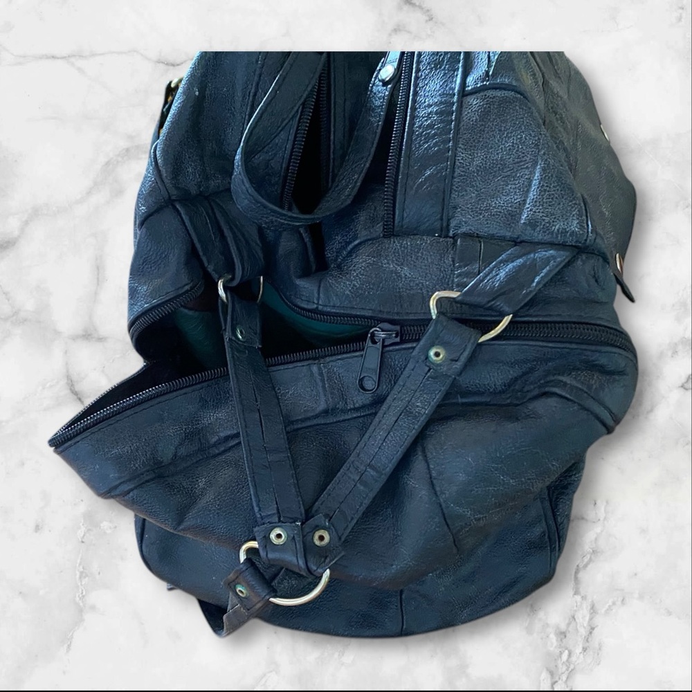 Patchwork Leather Duffel Bag Great Condition - image 3
